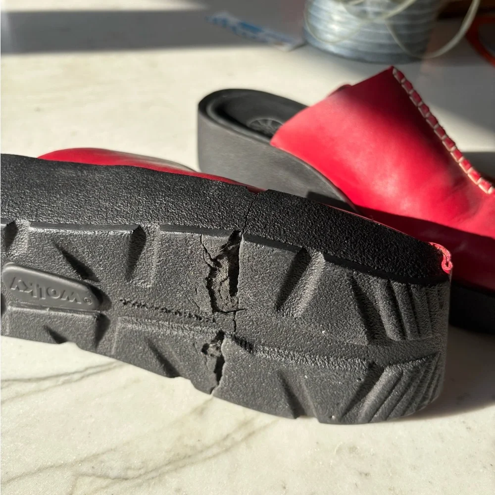 WOLKY RARE “ROLL CLOG” MULES EU 41 RED - Picture 11 of 12